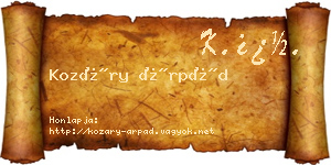 Kozáry Árpád névjegykártya
